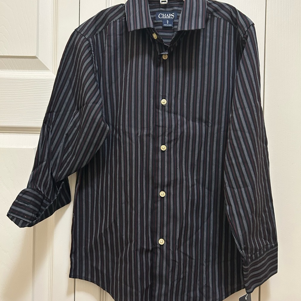 Chaps Kids Black Striped Button Down Shirt